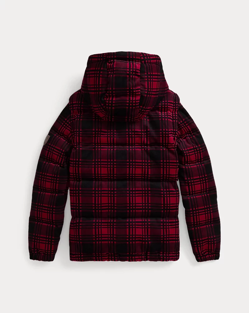 Plaid Convertible Corduroy Down Jacket