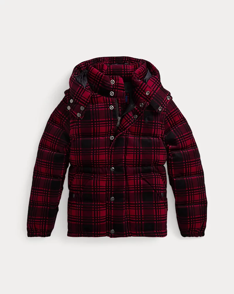 Plaid Convertible Corduroy Down Jacket