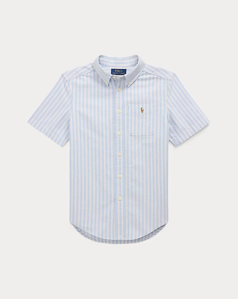 Striped Cotton Oxford Short-Sleeve Shirt