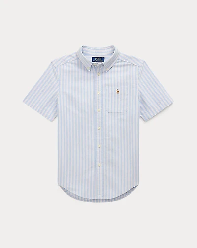 Striped Cotton Oxford Short-Sleeve Shirt