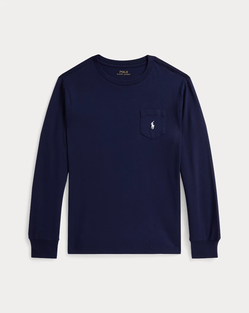Triple-Pony Cotton Long-Sleeve Tee