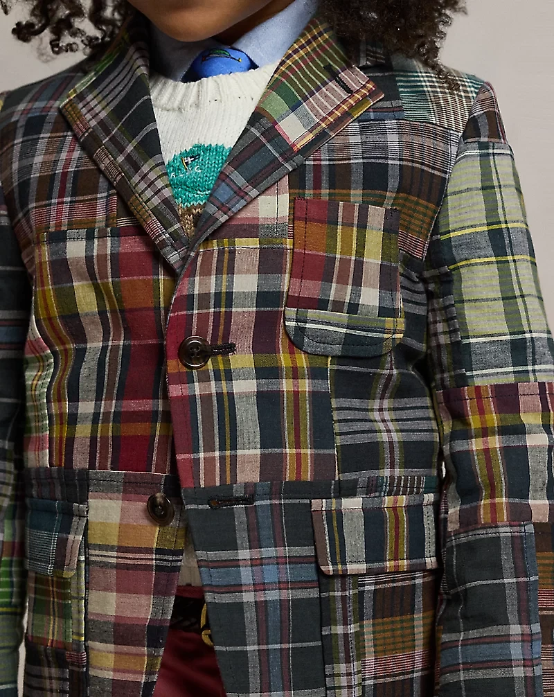 Patchwork Plaid Cotton Sport Coat
