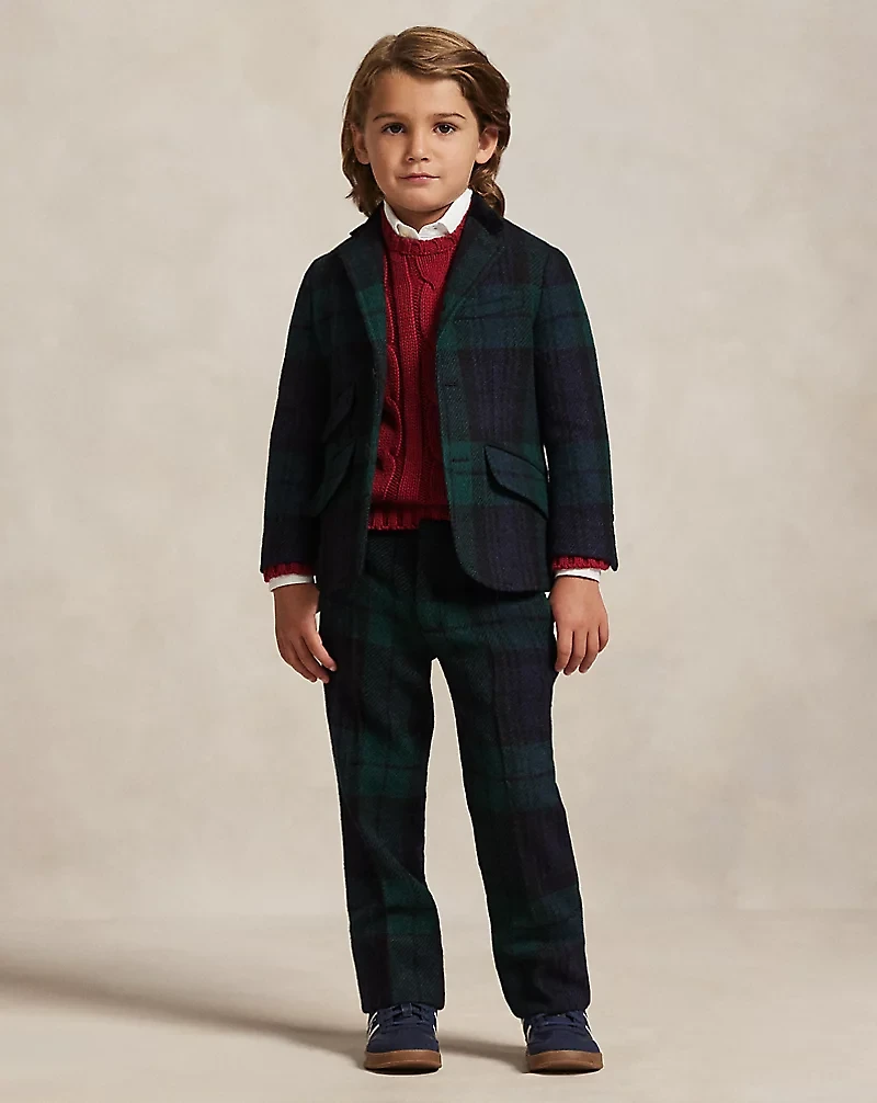 Plaid Wool Tweed Suit Jacket