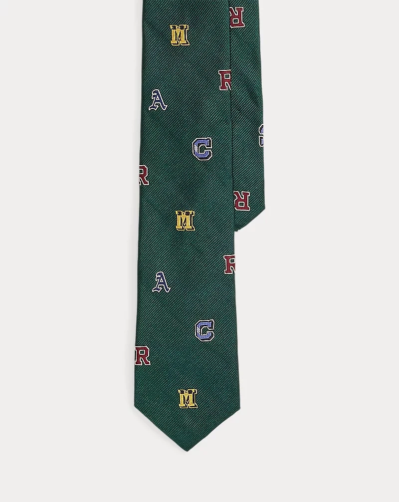 Alphabet-Motif Silk Tie