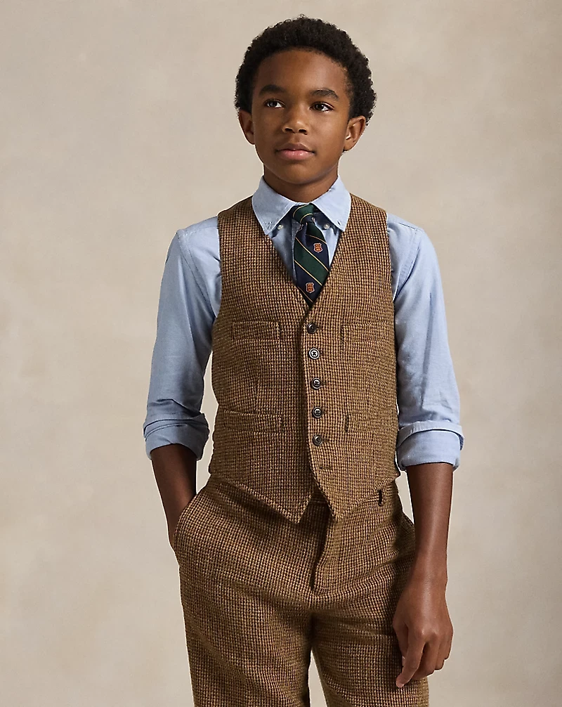 Glen Plaid Wool Tweed Vest