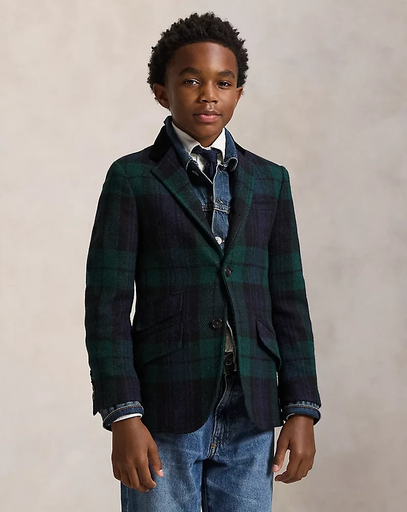 Plaid Wool Tweed Suit Jacket