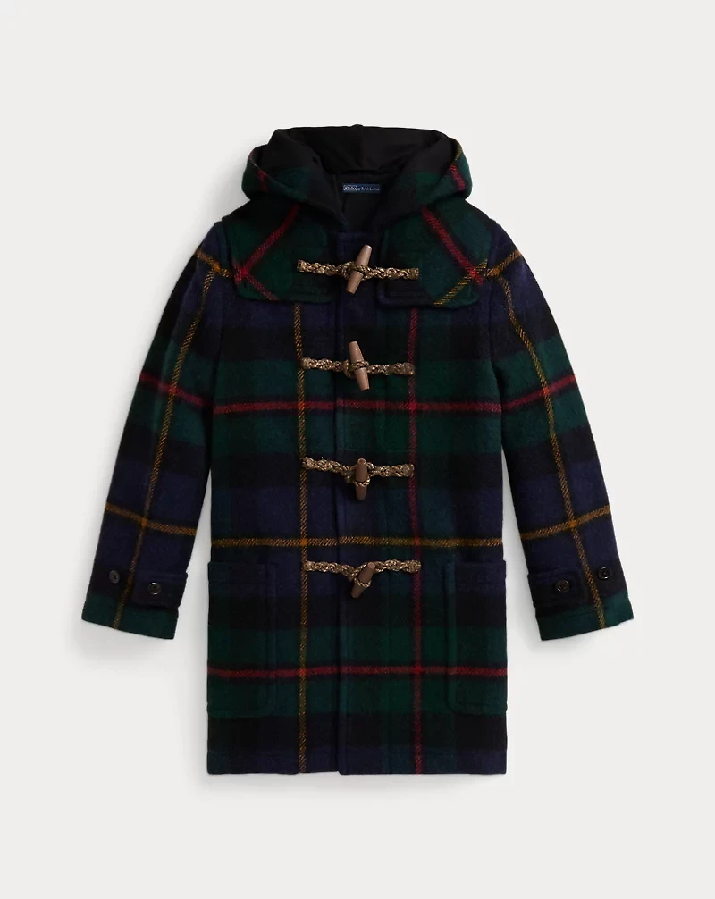 Plaid Wool Hooded Duffel Coat