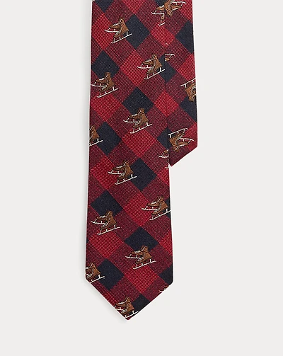Ice Skate-Motif Checked Tie