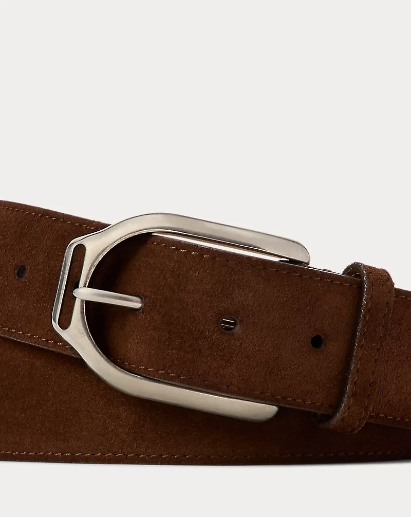 Welington Stirrup-Buckle Calf-Suede Belt