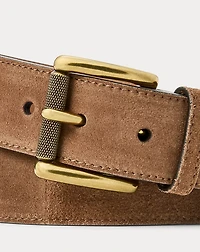 Calf-Suede Roller-Buckle Belt