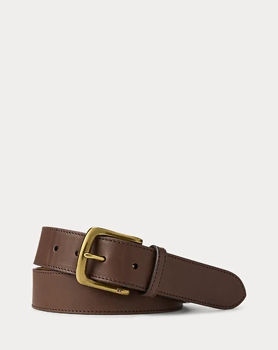 Brass-Buckle Calfskin Belt