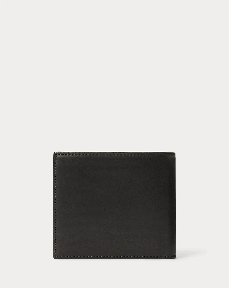 Pony-Plaque Leather Billfold Wallet