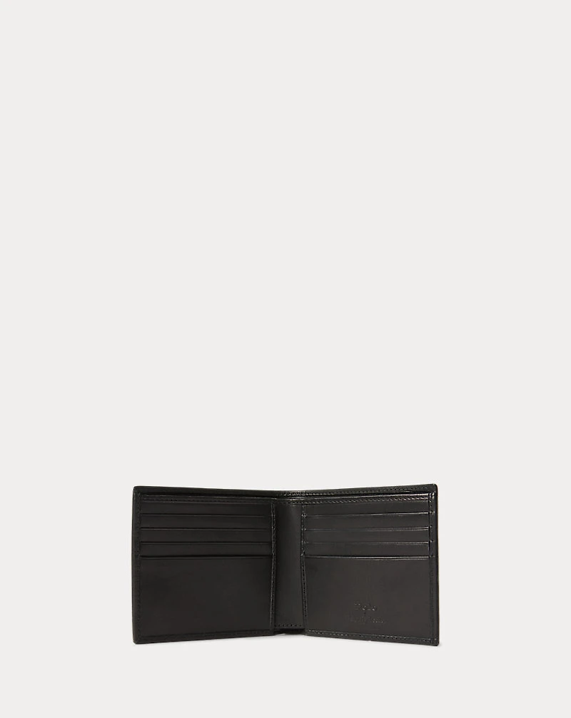 Pony-Plaque Leather Billfold Wallet