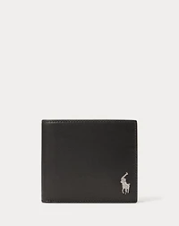 Pony-Plaque Leather Billfold Wallet