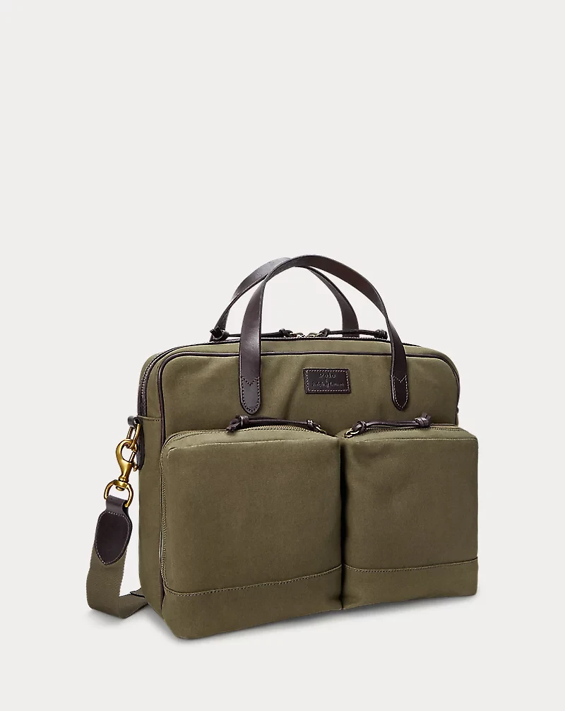 Leather-Trim Canvas Commuter Bag