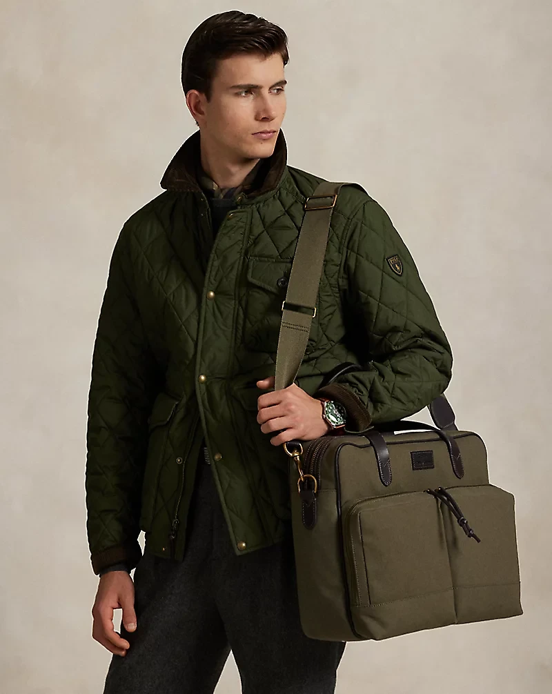 Leather-Trim Canvas Commuter Bag