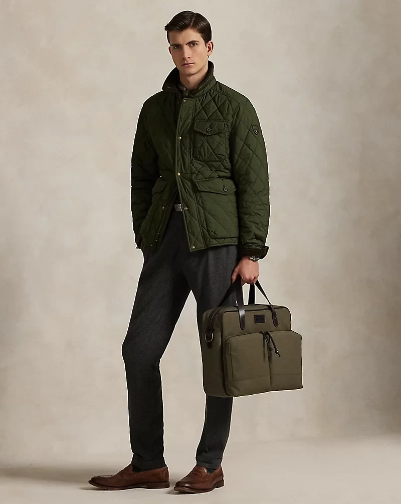 Leather-Trim Canvas Commuter Bag