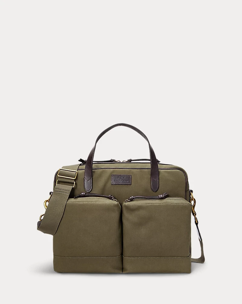 Leather-Trim Canvas Commuter Bag