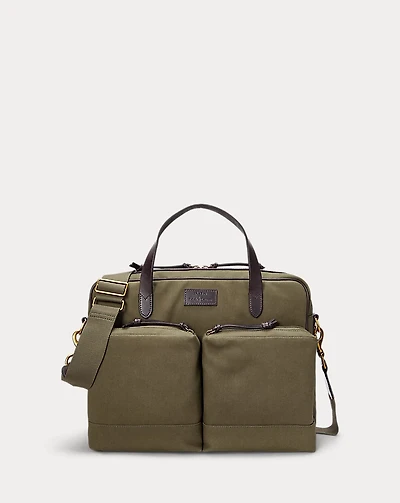 Leather-Trim Canvas Commuter Bag