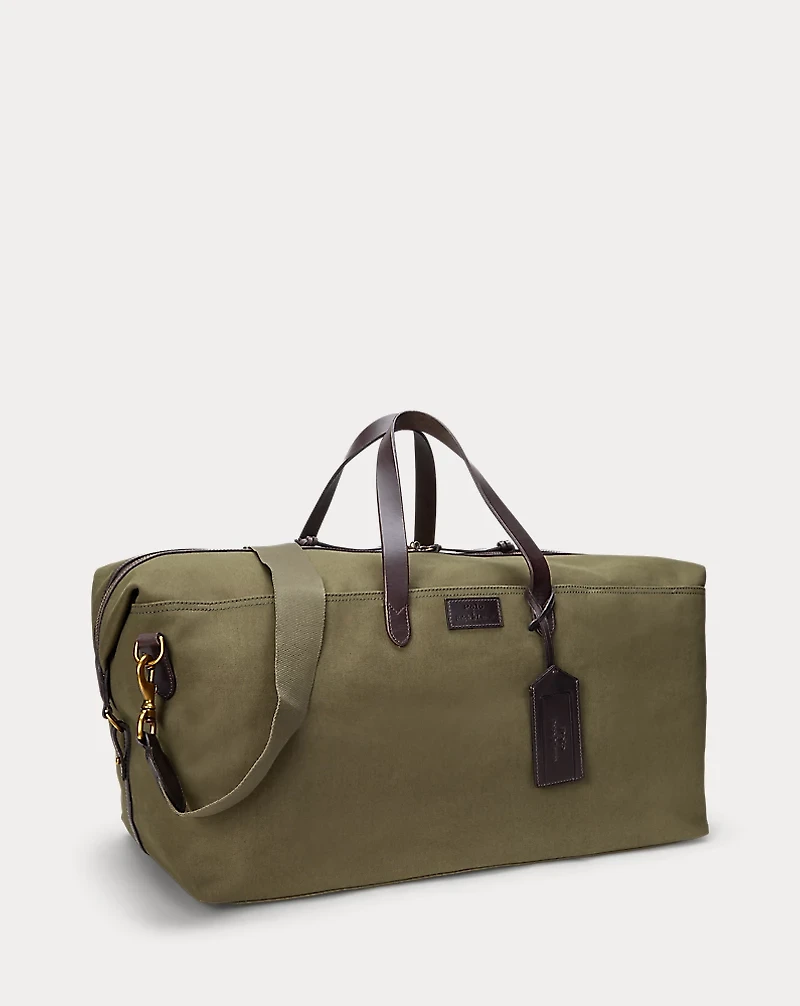 Leather-Trim Canvas Duffel