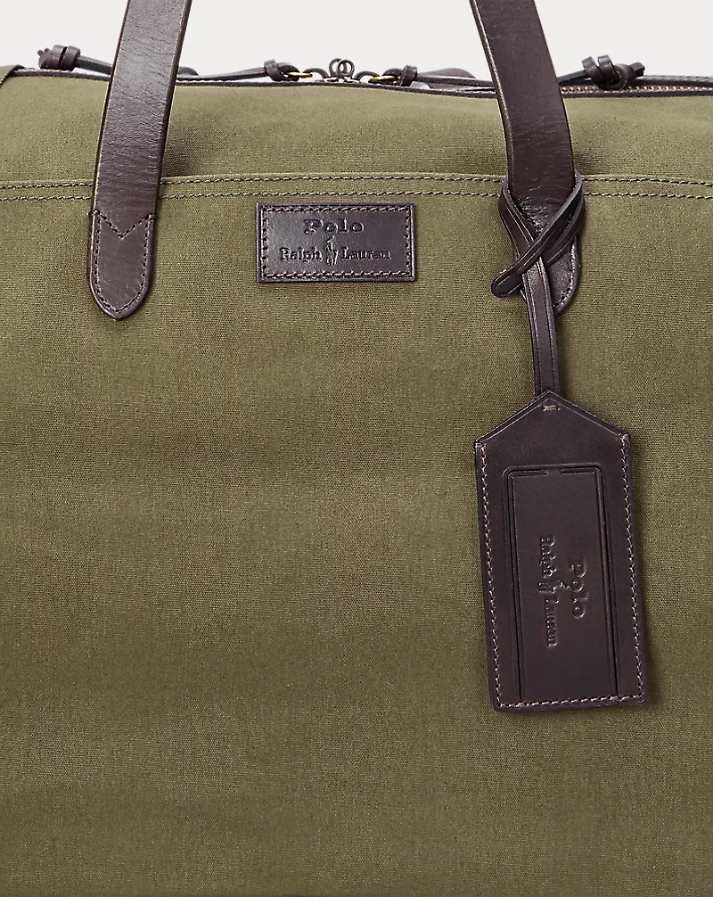 Leather-Trim Canvas Duffel