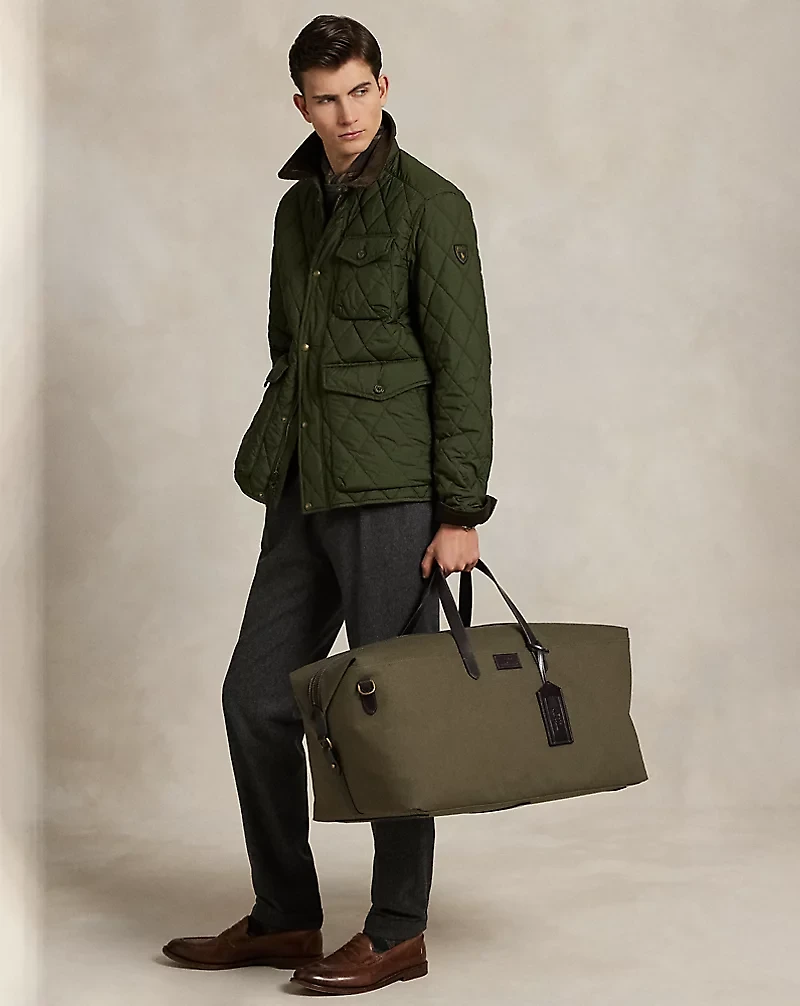 Leather-Trim Canvas Duffel