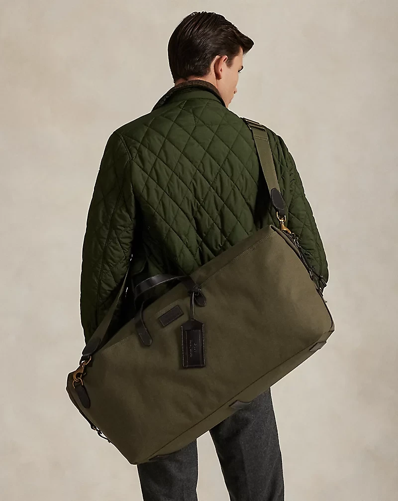 Leather-Trim Canvas Duffel