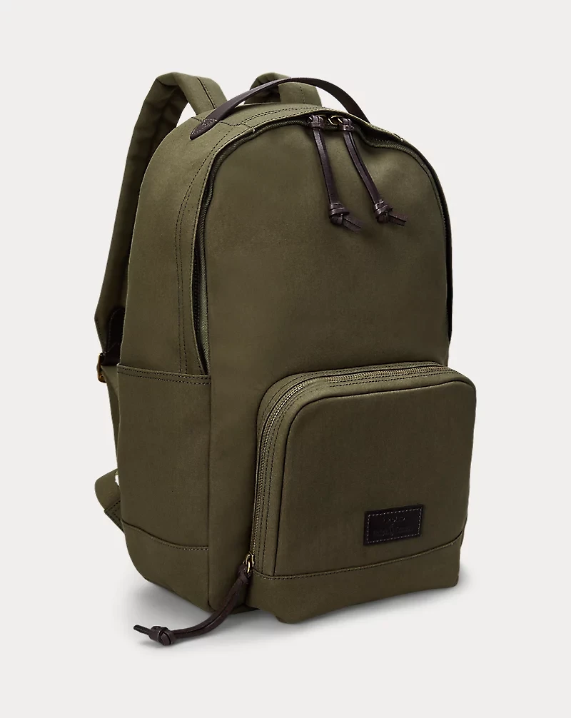 Leather-Trim Canvas Backpack