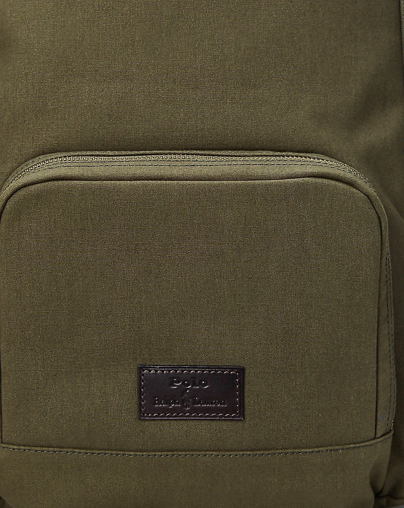 Leather-Trim Canvas Backpack