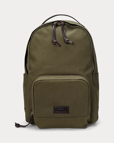 Leather-Trim Canvas Backpack