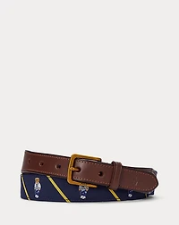 Polo Bear Leather-Trim Belt
