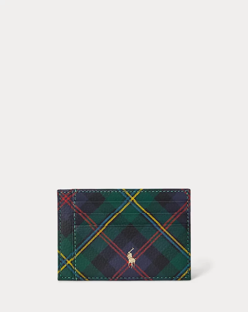 Plaid Leather Money Clip Card Case