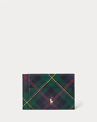Plaid Leather Money Clip Card Case