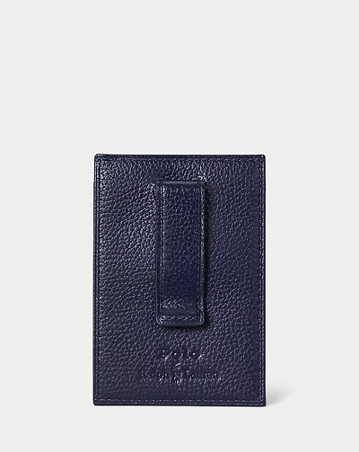 Plaid Leather Money Clip Card Case