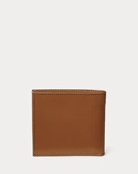 Metal-Plaque Leather Billfold Wallet