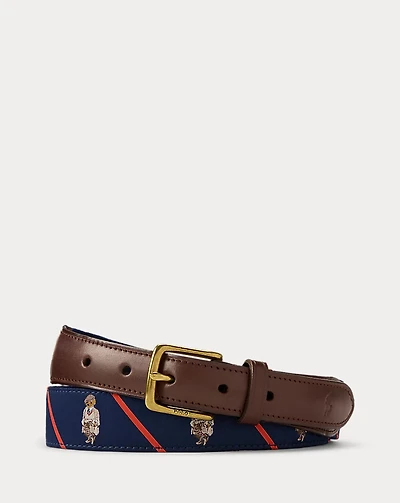 Polo Bear Leather-Trim Belt
