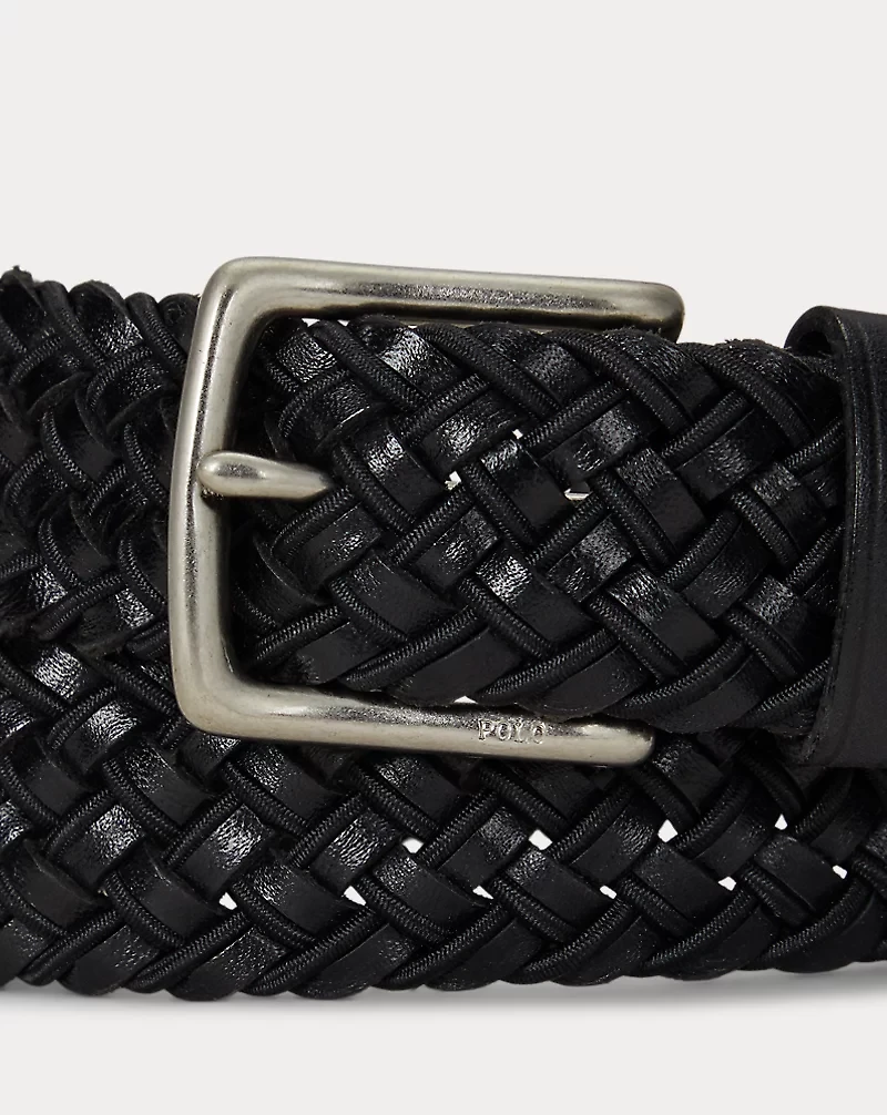 Leather & Braided Cord Woven Belt