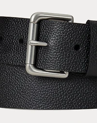 Pebbled Leather Roller-Buckle Belt