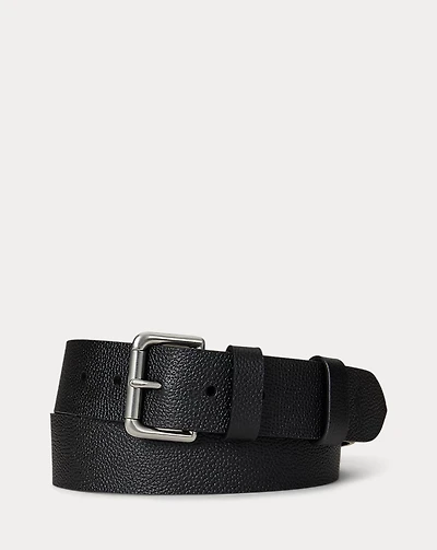 Pebbled Leather Roller-Buckle Belt
