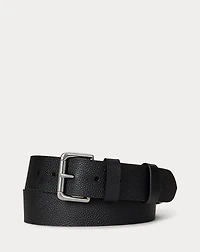 Pebbled Leather Roller-Buckle Belt