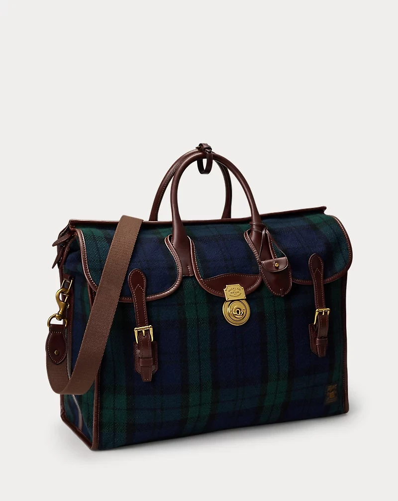 Plaid Tweed & Leather Weekender Bag