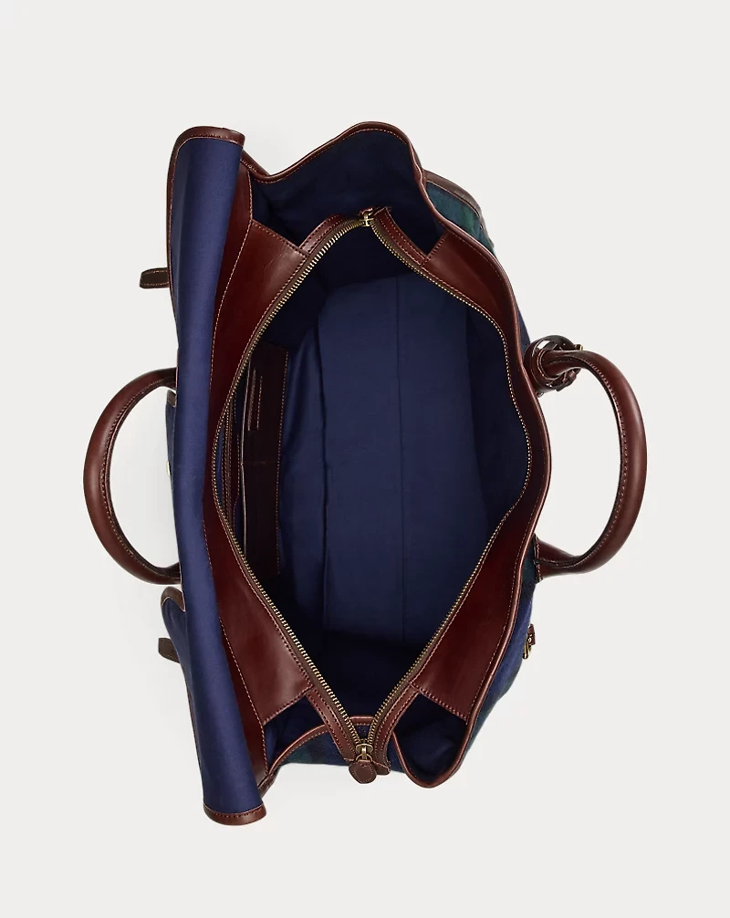 Plaid Tweed & Leather Weekender Bag