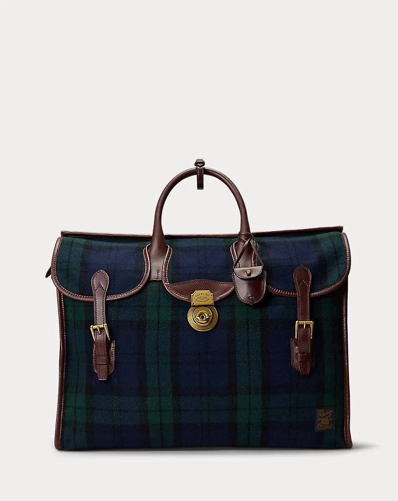 Plaid Tweed & Leather Weekender Bag