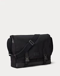 Leather-Trim Travel Messenger Bag
