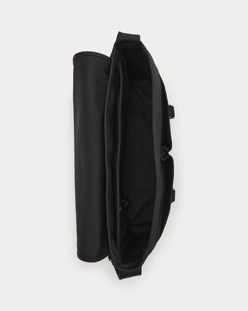 Leather-Trim Travel Messenger Bag