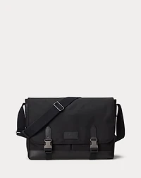 Leather-Trim Travel Messenger Bag