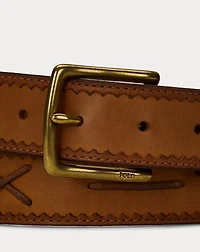 Lacing-Detail Leather Belt