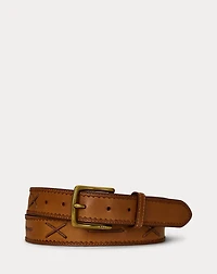 Lacing-Detail Leather Belt