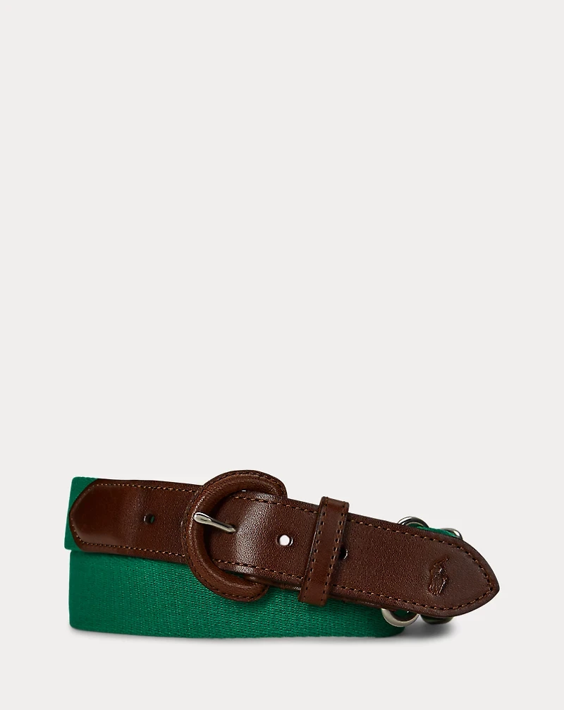 Webbed Cotton & Leather Belt