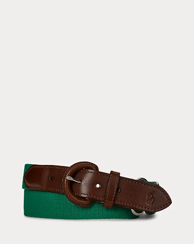 Webbed Cotton & Leather Belt